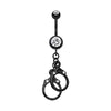 Clear Black Handcuff Sparkle Belly Button Ring