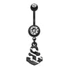 Clear Black Nautical Stripe Anchor Dangle Belly Button Ring