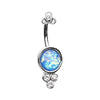Clear/Blue Crop Circles Opal Belly Button Ring