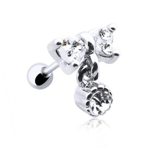 Clear Bow-Tie Dangle Tragus Cartilage Barbell Earring - 1 Piece