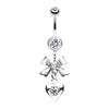 Clear Bow-Tie Heart Belly Button Ring