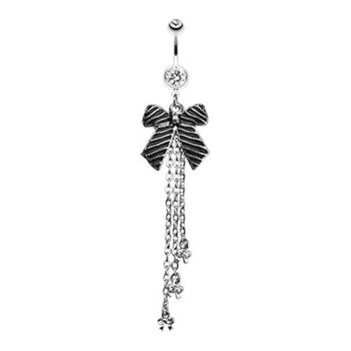 Clear Bow-Tie Tassel Belly Button Ring