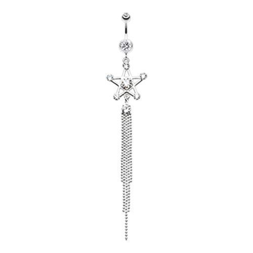 Clear Bright Points Star Belly Button Ring