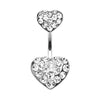 Clear Brilliant Double Hearts Belly Button Ring