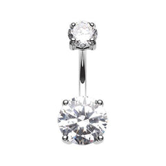 14g Clear Brilliant Gem Prong Sparkle Belly Button Ring 14 Gauge 1.6mm 3/8 10mm 3/16x5/16 5x8mm