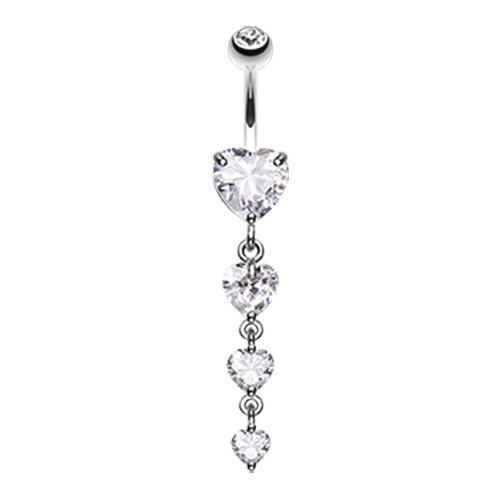 Clear Brilliant Heart Cascade Belly Button Ring Rebel Bod