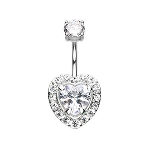 Clear Brilliant Heart Sparkle Belly Button Ring