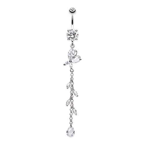 Clear Butterfly Gem Sparkle Belly Button Ring