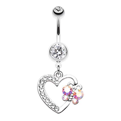 Clear Butterfly Journey Heart Belly Button Ring
