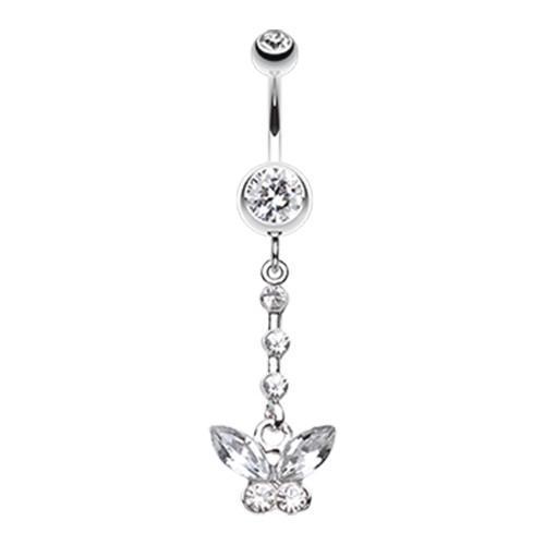 Clear Butterfly Sparkly Belly Button Ring