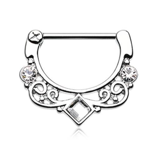 14G CZ Bunny Nipple Ring Synthetic Opal Rabbit Nipple Jewelry
