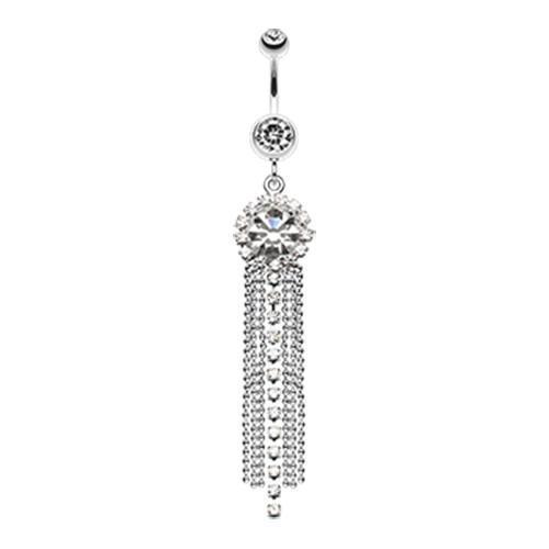 Clear Chandelier Bead Chain Sparkle Belly Button Ring