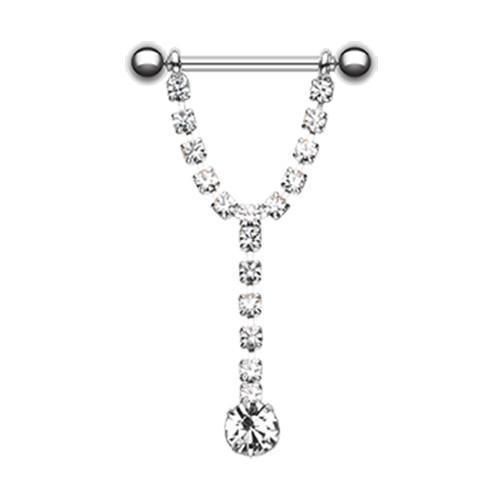 Nipple Barbell Clear Chandelier Gems Nipple Barbell Ring - 1 Piece -Rebel Bod-RebelBod
