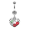 Clear Charming Cherry Heart Belly Button Ring