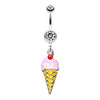 Clear Cherry Jubilee Ice Cream Belly Button Ring