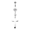 Clear Classic Cross Belly Button Ring