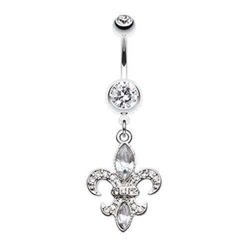 Clear Classic Fleur de Lis Belly Button Ring