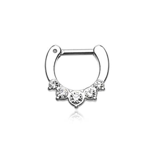 Clear Classic Multi-Gem Precia Septum Clicker / Daith Clicker - 1 Piece