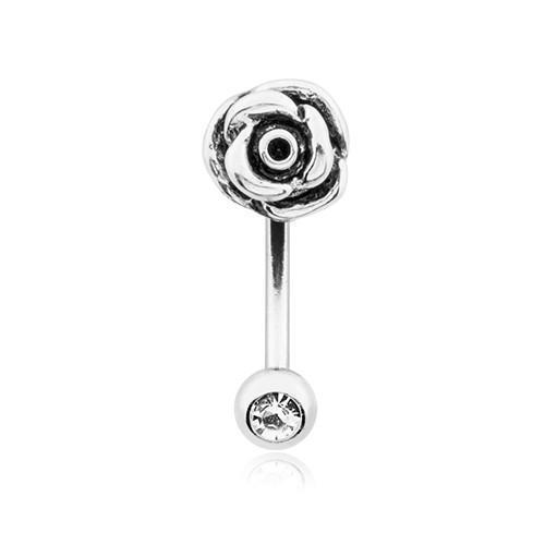 CURVED BARBELL Clear Classic Rose Curved Barbell Eyebrow Ring -Rebel Bod-RebelBod