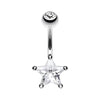 Clear Classic Star Prong Sparkle Belly Button Ring
