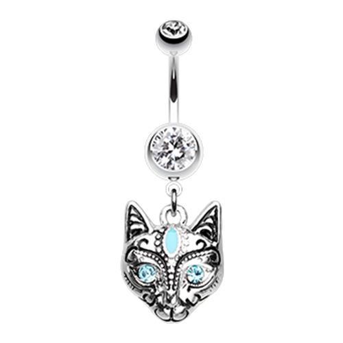 Clear Cleopatra Cat Belly Button Ring