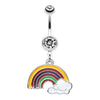 Clear Color Blocked Rainbow Belly Button Ring