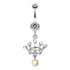 Clear Crown Gem Sparkle Belly Button Ring