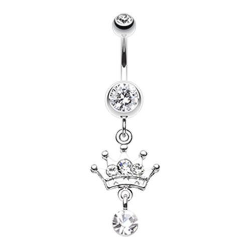 Clear Crown Sparkle Belly Button Ring