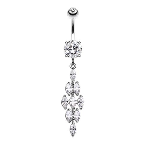 Clear Crystal Tier Belly Button Ring