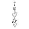 Clear Curved Hearts Sparkle Belly Button Ring