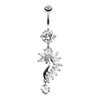 Clear Curved Marquise Cut Sparkles Belly Button Ring