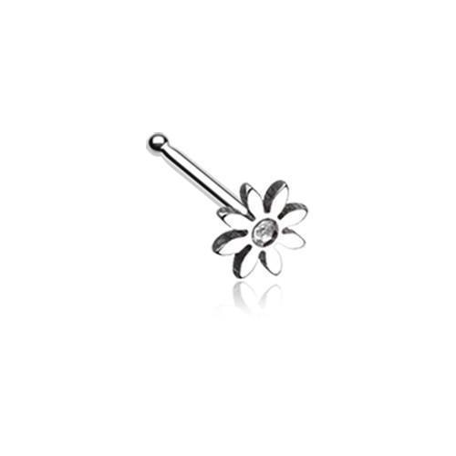 Clear Cutesy Daisy Flower Sparkle Nose Stud
