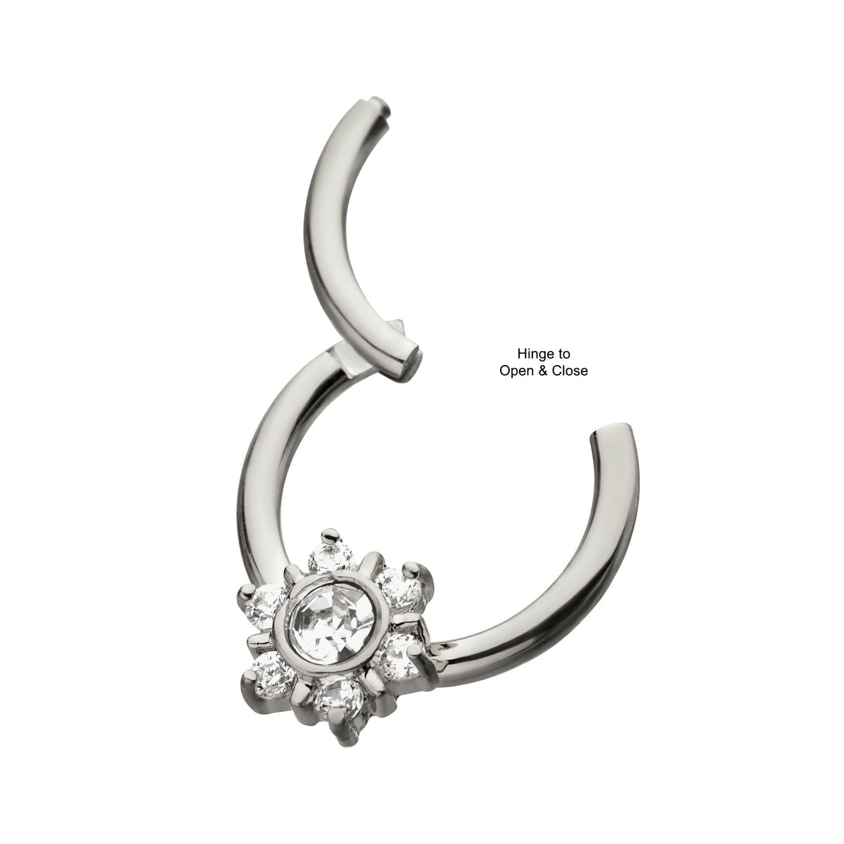 SEAMLESS CLICKER Clear CZ Gem Bead Hinged Segment rings -Rebel Bod-RebelBod