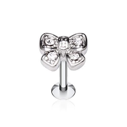 Clear Dainty Bow-Tie Sparkle Top Labret