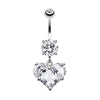 Clear Dainty Crystalline Heart Belly Button Ring