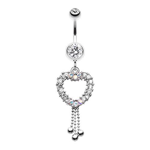 Clear Dainty Dazzle Heart Belly Button Ring