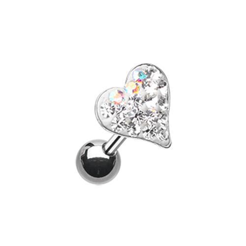 Clear Dainty Heart Multi-Sprinkle Dot Multi-Gem Tragus Cartilage Barbell Earring - 1 Piece