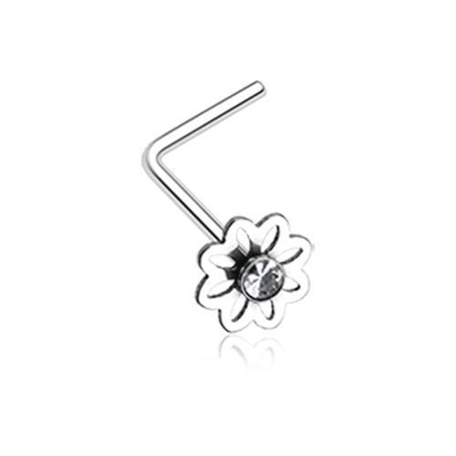 Clear Daisy Breeze Sparkle L-Shaped Nose Ring