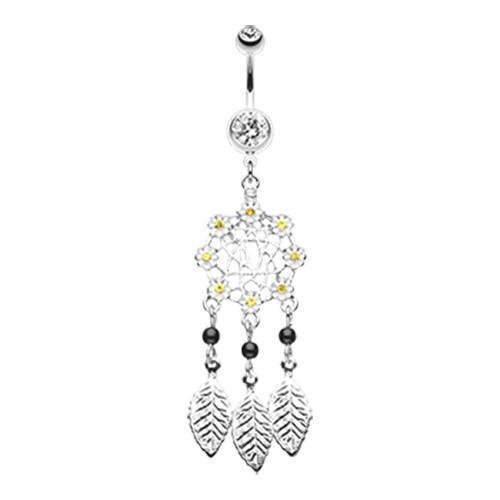 Clear Daisy Glam Dreamcatcher Belly Button Ring