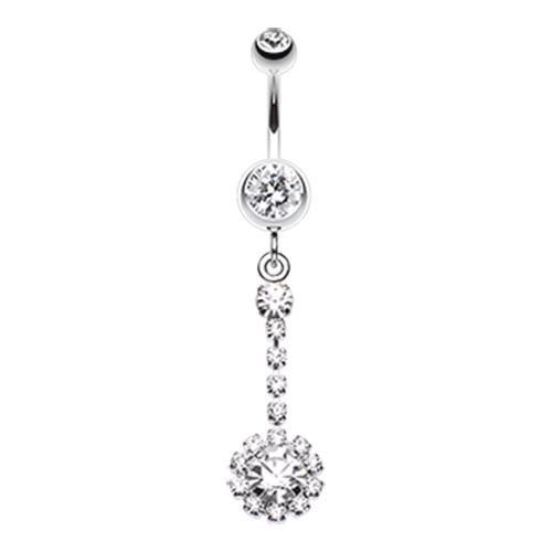 Clear Dangling Gem Drop Belly Button Ring
