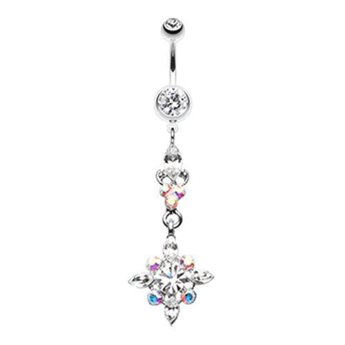 Clear Dangling Shine Drops Belly Button Ring