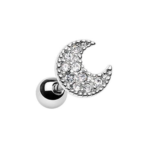 Clear DayDream Moon Tragus Cartilage Barbell Earring - 1 Piece
