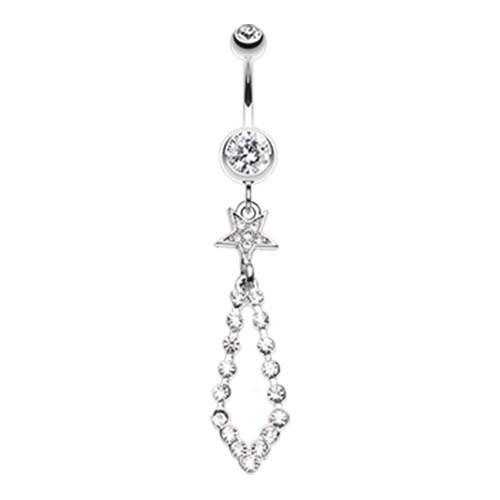 Clear Dazzle Loops Star Belly Button Ring