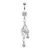 Clear Dazzling Harp Elegance Belly Button Ring