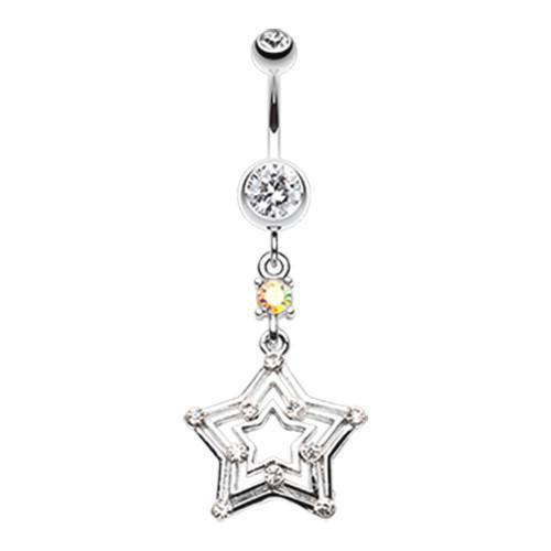 Clear Dazzling Star Belly Button Ring