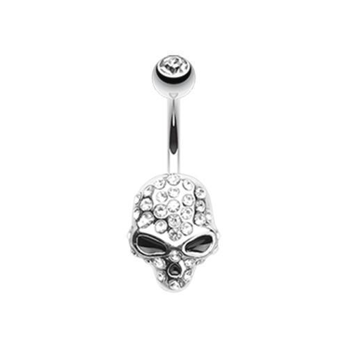 Clear Death Skull Mask Belly Button Ring