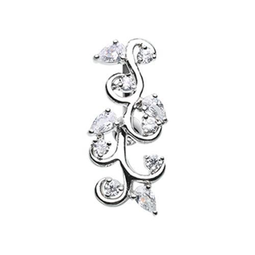 Clear Delicate Crystal Vine Reverse Belly Button Ring