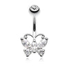 Clear Delightful Butterfly Belly Button Ring
