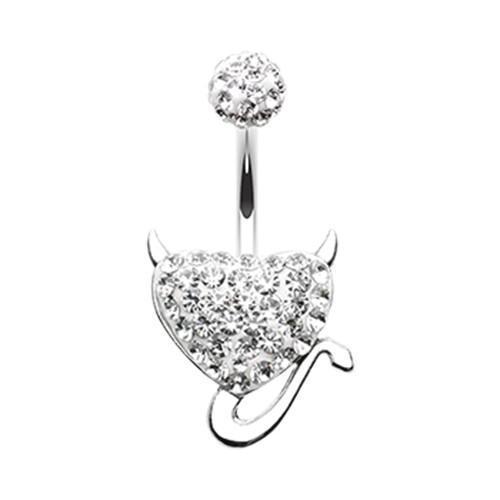 Clear Devil&#39;s Heart Multi-Sprinkle Dot Belly Button Ring