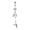 Clear Dolphin Love Sparkle Belly Button Ring